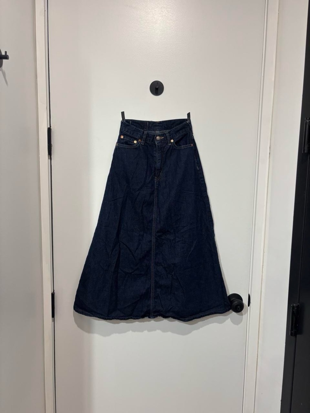 Beams Boys Dark Blue Denim A-Line Maxi Skirt